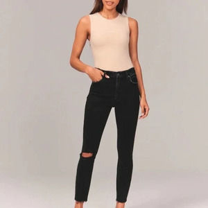 Abercrombie & Fitch Jeans 27 Short Black Denim High Rise Skinny Distressed
